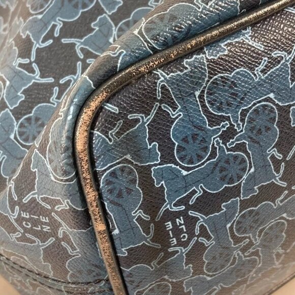 CELINE Old Sulky Tote Bag 2WAY Bag Crossbody Shoulder Bag Leather/PVC blue/Navy - Picture 10 of 16